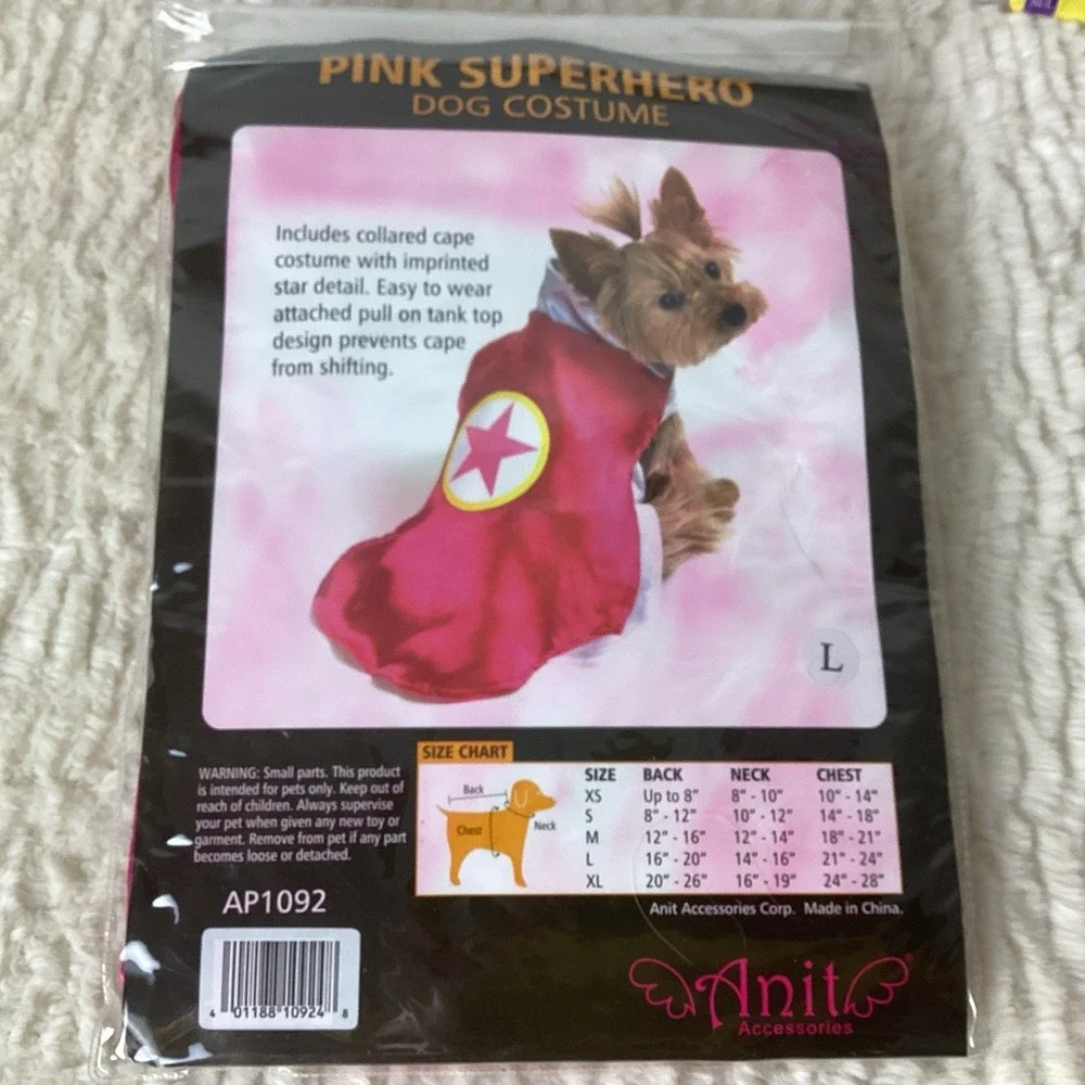 Pink Pet Costume Lot by Rubie's, Medium/Large Tutu Cape Crown Wig Dog Dress Up